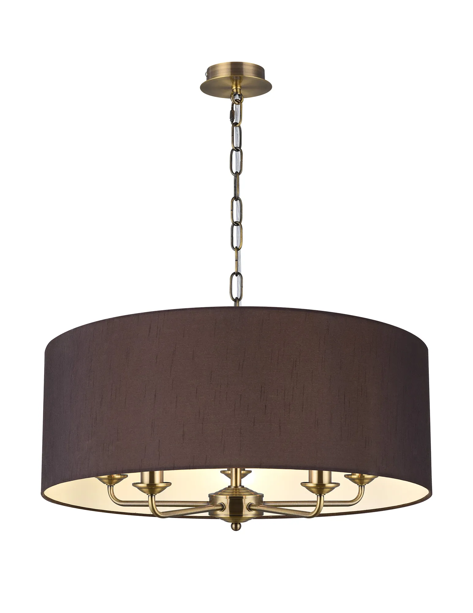 Banyan 60cm 5 Light Pendant Antique Brass; Black DK0660  Deco Banyan AB BL